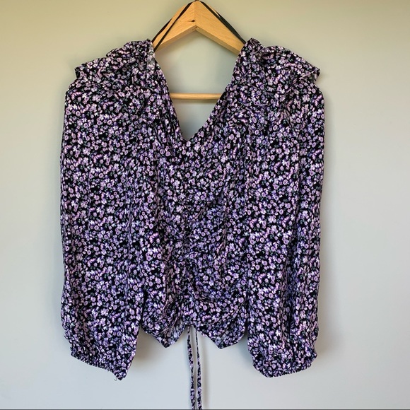 NWT ZARA Purple Cropped Off-the-shoulder top - Picture 7 of 7